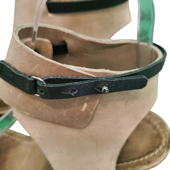 Humanoid Leather Wrap Heels Sandals taupe/Black Sz 38/8 - Picture 2 of 8